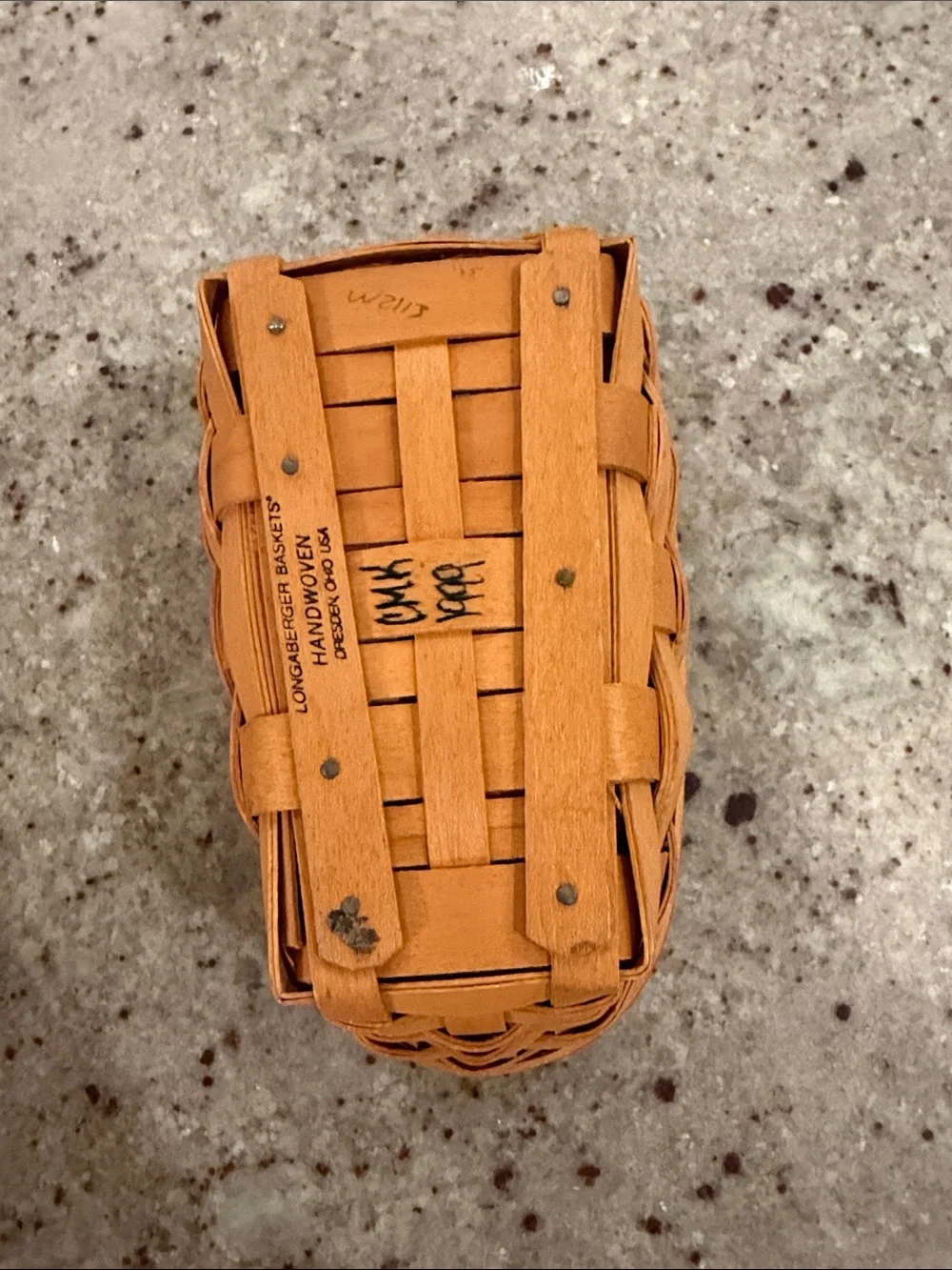 Longaberger Orange Patterned Fabric-Lined Woven Basket